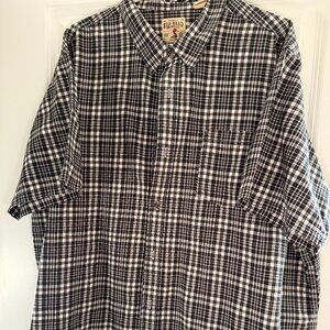 Red Head Brand Men Shirt Short Sleeve Black & White Plaid Button Up Shirt - 3XL